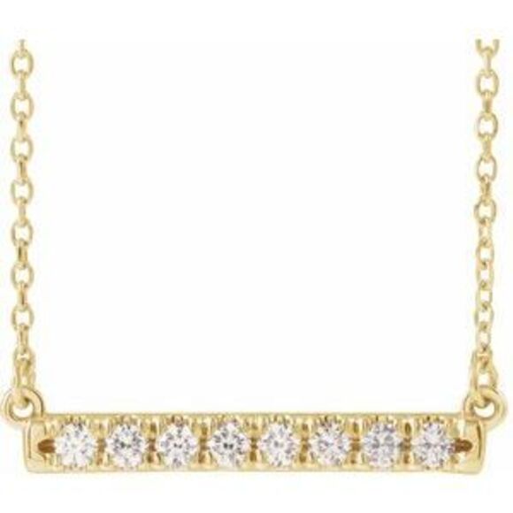 14K Yellow 1/4 CTW Natural Diamond French-Set Bar 16